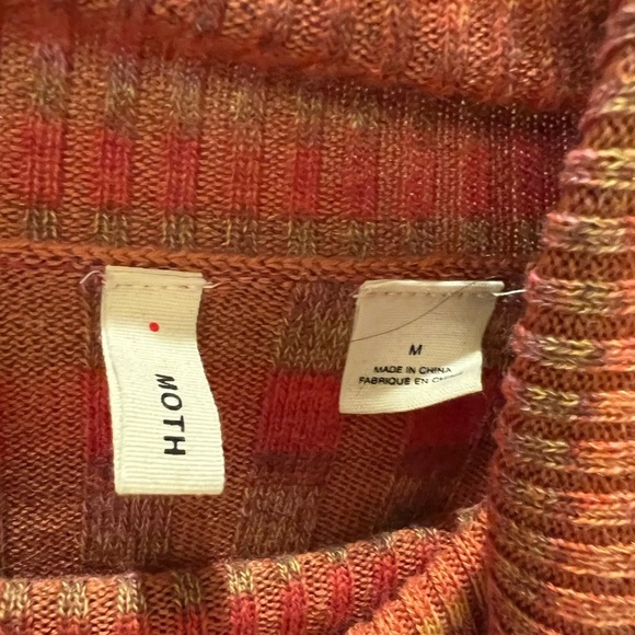 Anthropologie moth sydney turtleneck medium red orange multicolor ribbed wool - Picture 6 of 16